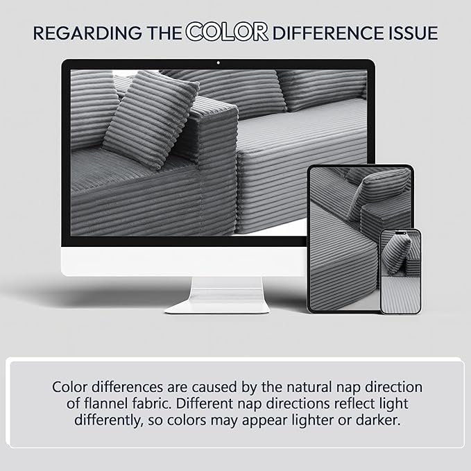 105" Cloud Sectional Couch with L-Shape Chaise,Modern Modular Sofa with Deep Seat, Fluffy Boneless Couches for Living Room Bedroom,No Assembly Required, Dark Gray (Plush Flannel Fabric)