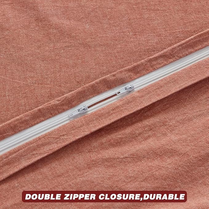 FACE TWO FACE Bedding Duvet Cover Set100% Washed Cotton Duvet Cover Linen Like Textured Breathable Durable Soft Comfy (Twin, Caramel)