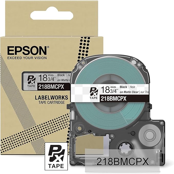 LABELWORKS Epson LW-K200PX-DBL Simple Labeler Bundle - QWERTY Label Makers and Black on Clear Matte Label Tape