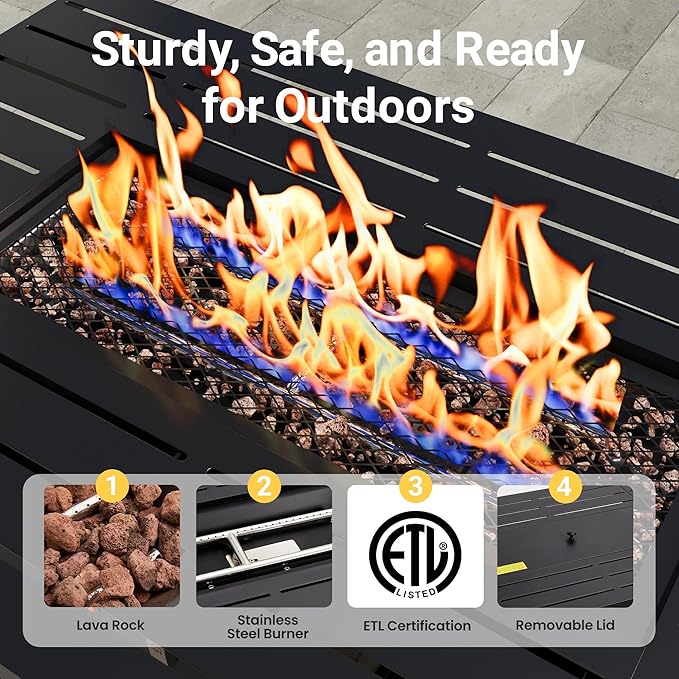 Wisteria Lane Patio Furniture Set for All Wheather, 11 Pieces Wicker Outdoor Furniture Set with Washable Cushions & Fire Pit Table, Oversized Outdoor Sectional for Garden, Poolside, Backyard, Blue