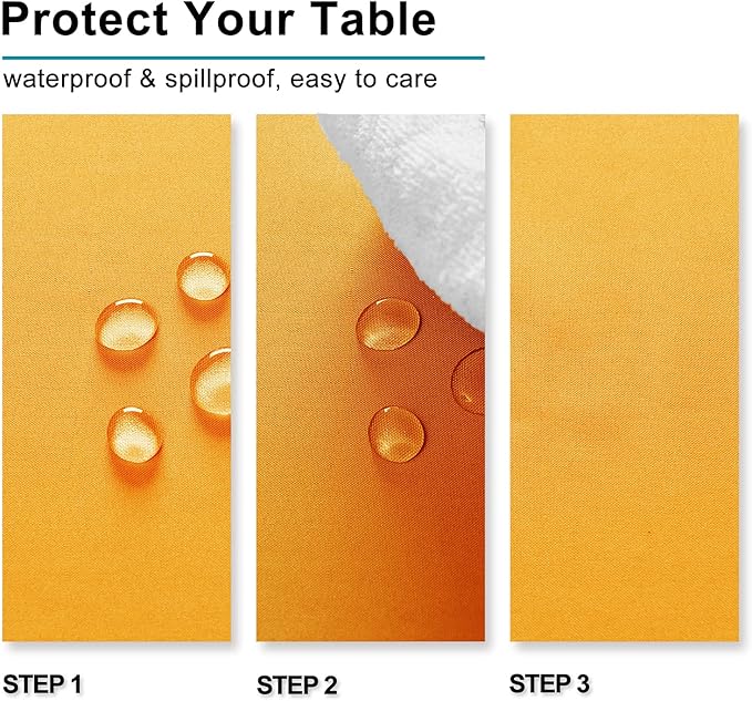 Hiasan Rectangle Tablecloth - Waterproof Spillproof and Wrinkle Resistant Washable Polyester Table Cloth for Dining Party, 52 x 70 inch, Orange Yellow