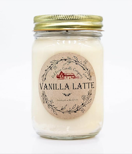 Vanilla Latte Aromatherapy Candle 12 oz | 100% All-Natural Soy Wax & Essential Oil Infused | 60+ Hour Burn Time | Pet Safe + Smoke Odor Eliminating | Handmade in U.S.A. | Non-Toxic Candles