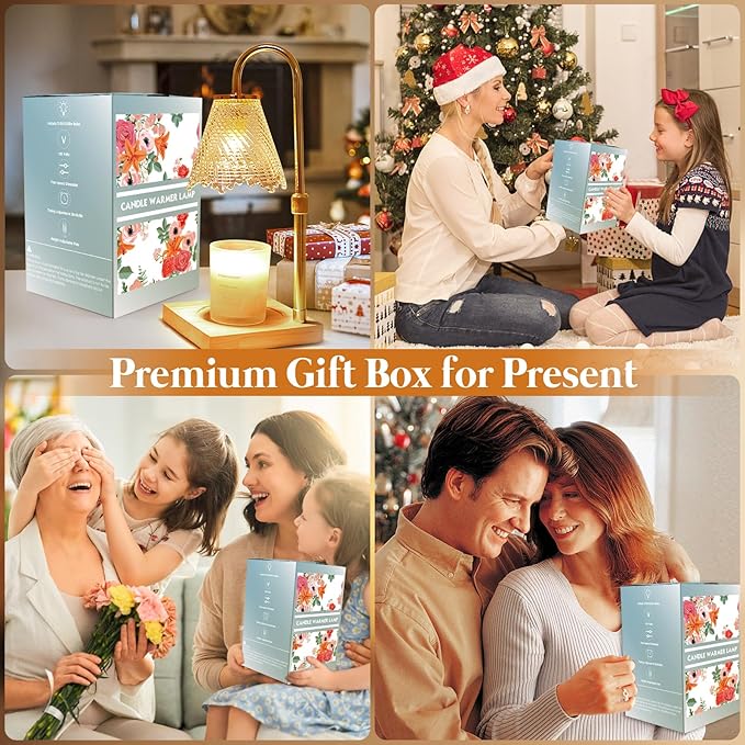 Adjustable Candle Warmer Lamp with Timer: Birthday Gifts for Women New Home Decor - Wax Melt Warmer Gifts for Women for Jar Candles (Gold)