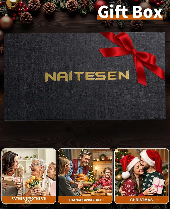 5PCS Professional Kitchen Chef Knife Set with Blade Guards, Wood Handle High Carbon Steel, Sharp for Meat Cutting Home Cooking Gifts for Men Women