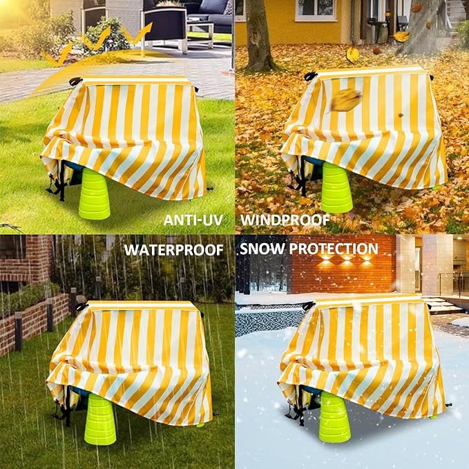 Kovshuiwe Kids Water Table Cover Fit Step2 Rain Showers Splash Pond Water Table, 420D Waterproof Dust Proof Anti-UV Outdoor Toys Cover,Yellow&White