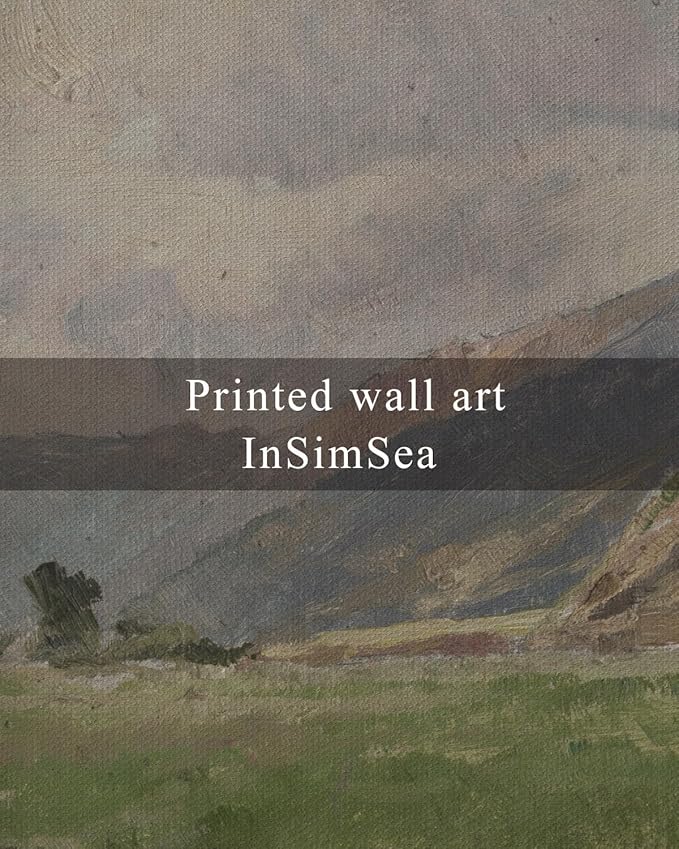 InSimSea Framed Canvas Wall Art Vintage Decor, Prairie Mountain Landscape Paintings, Large Prints, Farmhouse Decor, Natural Scenery Hanging Wall Decorations for Living Room Bedroom, 20"x30"