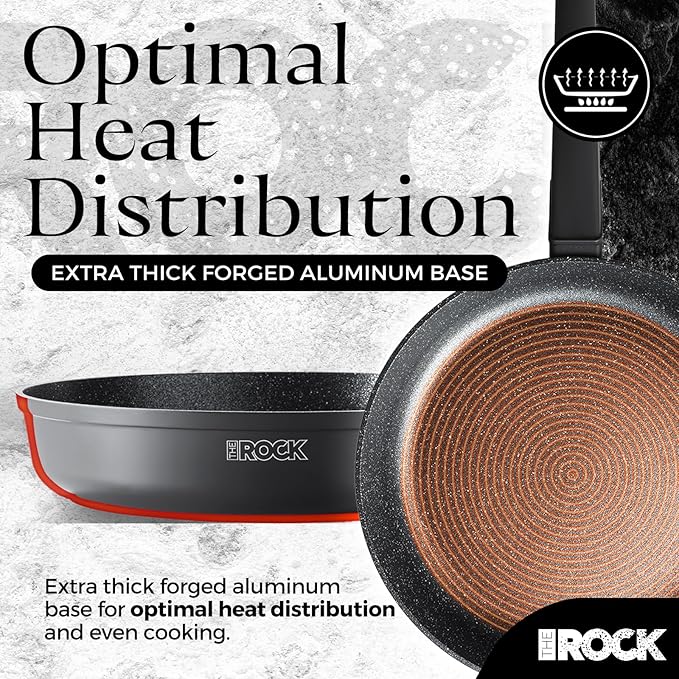 THE ROCK SOHO 9.5-Inch Non Stick Frying Pan – Nothing Sticks, Never Warps, Lasts Longer, Healthy Skillet with Heat-Resistant Handle, PFOA Free, Oven & Dishwasher Safe, Black