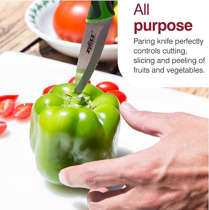Zyliss Utility Kitchen Knives with Sheath Covers - Dishwasher Safe - Stainless Steel Kitchen Knives Perfect for Cutting Meat, Vegetables & Fruit - 2 Piece 3.25" Paring Set