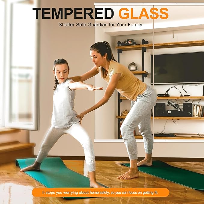 Delma Large Full Body Mirror for Yoga, Frameless Wall-Mounted Glass Panel (60"x25"-White) 2PCS for Home, Garage, Bedroom & Bathroom