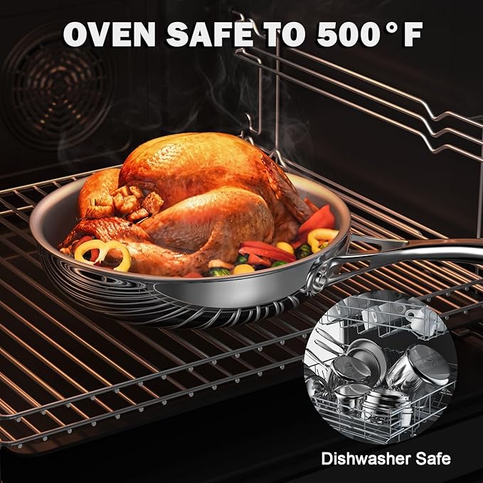 Cooks Standard Stainless Steel Kitchen Cookware Sets 10-Piece, Multi-Ply Full Clad Pots and Pans Cooking Set with Stay-Cool Handles, Dishwasher Safe, Oven Safe 500°F, Silver