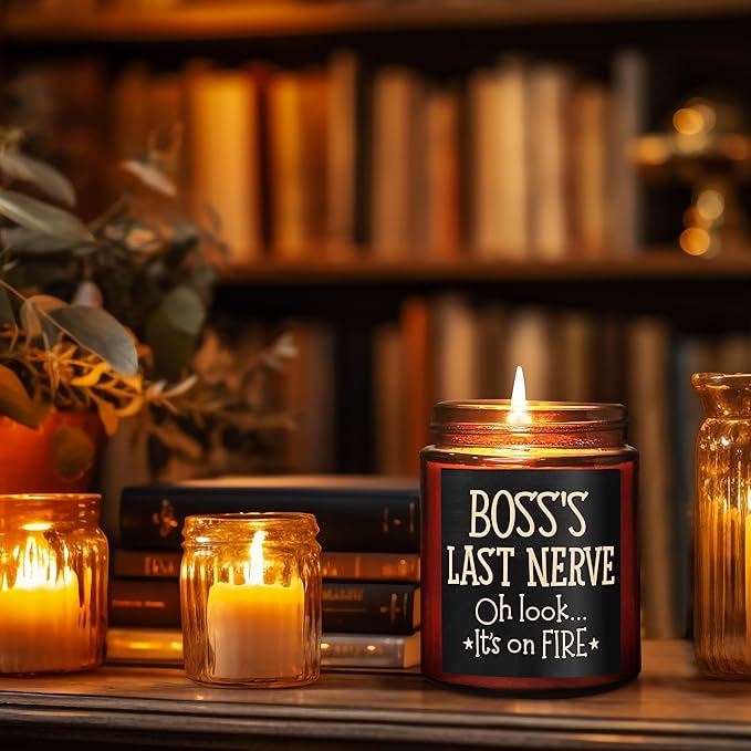 Boss Gifts for Women, Men - Fun Relaxing Candles - Funny Gift for Boss Female, Her, Mom, Boss Lady - Birthday, Thank You for Coworker Nurse Teacher Friend - Natural Soy Wax Jar Candle for Home