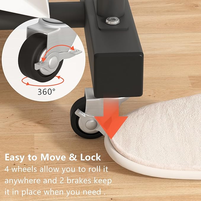 Laiensia Double Rods Garment Rack with Wheels, Clothing Rack for Hanging Clothes,4 Hooks, Multi-functional Bedroom Clothes Rack, Black