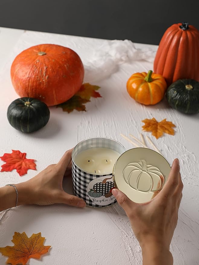 Pumpkin Spice Scented Autumn Candle - Large 3 Wicks, 14 oz