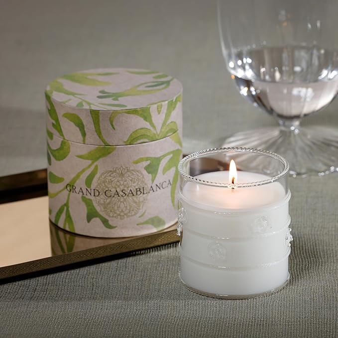 Zodax Grand Casablanca Glass Jar Scented Candle for Home Decor - Single-Wick Candle Ideal for Kitchen and Bathroom - Makes a Great Gift for Women and Men - Magnolia Petals - 6.5 Oz.