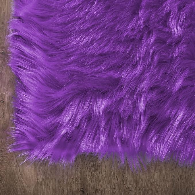 Latepis Runner 2x6 Purple Sheepskin Throw Rugs Washable Faux Fur Rug Shag Fluffy Carpet for Living Room Playroom Sofa Bedside Rugs Room Decor Sheepskin