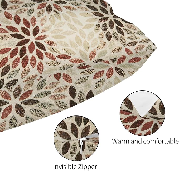 Burgundy Red Brown Pillow Covers 12x20 Inch Set of 2 Summer Rust Geometric Flower Outdoor Decorative Throw Pillows Farmhouse Dahlia Pillow Case Linen Lumbar Cushion Cover for Home Sofa Bedroom