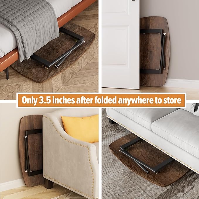 WOHOMO Folding Coffee Table Rustic Small Coffee Tables for Living Room Farmhouse Portable Table for Small Spaces Rectangular Mid Century Coffee Table, No Assembly 31.5 * 15.7 * 17.7IN, Walnut