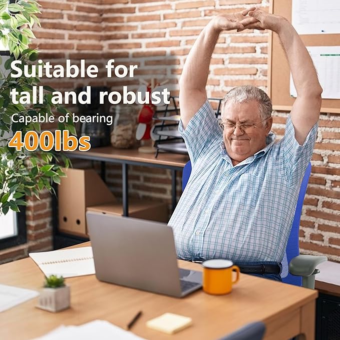 PayLessHere Ergonomic Desk Chair Office Chair Computer Chair 500lbs with Lumbar Support Wide Seat Adjust Arms Rolling Swivel High Back Task Executive Big and Tall Office Chair for Home Office,Blue