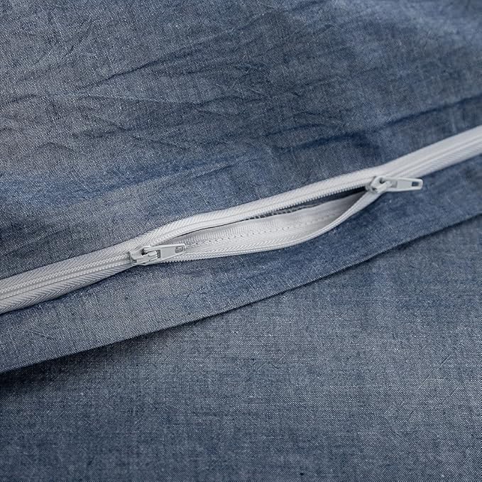 FACE TWO FACE Bedding Duvet Cover Set100% Washed Cotton Duvet Cover Linen Like Textured Breathable Durable Soft Comfy (King, Navy Blue)