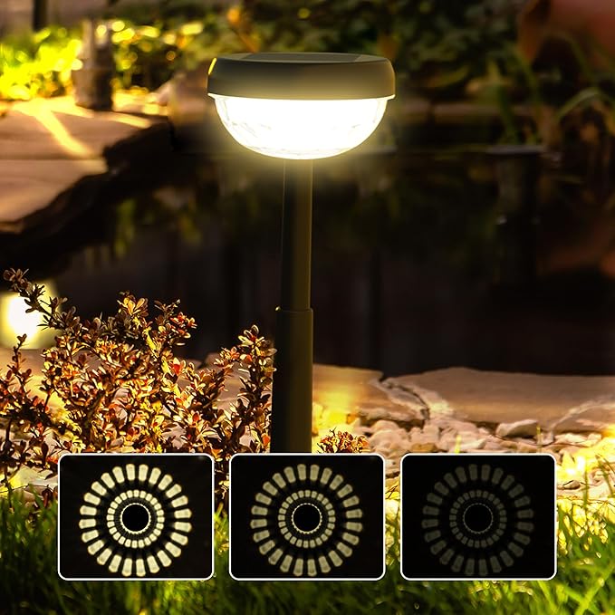 Ensenior 8-Pack Solar Lights Outdoor, Auto ON/Off 3000K LED Solar Garden Lights for Pathway, Yard, Patio, Walkway, Flower Bed, Waterproof, Energy-Efficient Landscape Lighting, Adjustable Height