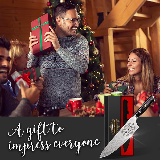 Gifts for Brother Men Christmas, Kitchen Cooking Knife Brother Gifts for Birthday, 8 inch Professional German High Carbon Stainless Steel Chef Knife, Brother Gifts Xmas Stocking Stuffers