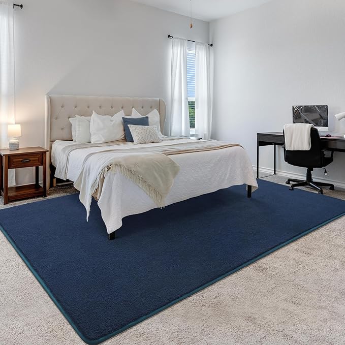 Soft Rugs for Living Room 4x6 Navy Blue, Minimalist Area Rug for Bedroom Nursery Dining Table Dorm, Throw Rugs for Men Boys Girls Kids Room Indoor Floor Carpets
