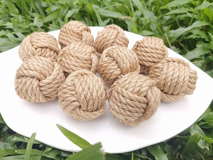 10PCS Orbs Decorative Balls for Centerpiece Bowls, Christmas Decorative Rope Balls for Bowls, Vase Filler, Decorative Bowl fillers for Farmehouse Coastal Table Decor