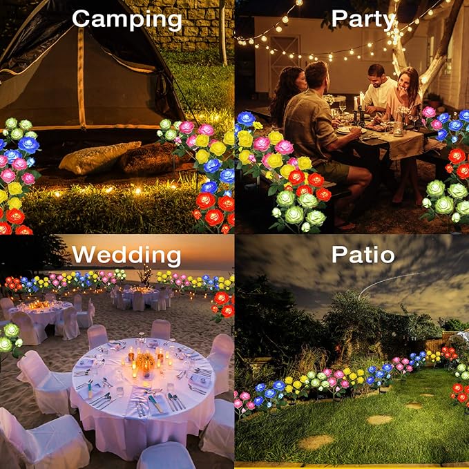 TYNLED Outdoor Solar Garden Stake Lights,Upgraded LED Solar Powered Light with 6 Rose Flowers, Waterproof Solar Decorative Lights for Patio Pathway Courtyard Garden Lawn