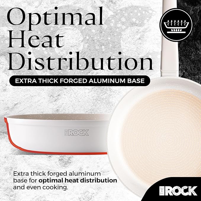 THE ROCK SOHO 8-Inch Ceramic Non Stick Frying Pan – Nothing Sticks, Never Warps, Lasts Longer, Non Toxic Skillet with Heat-Resistant Handle, PTFE PFOA & PFAS Free, Oven & Dishwasher Safe, Cream