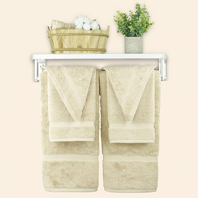 Chakir Turkish Linens 100% Cotton Premium Turkish Towels for Bathroom, 2 Large Bath Towels, 2 Hand Towels, 2 Washcloths (6-Piece Towel Set, Beige)