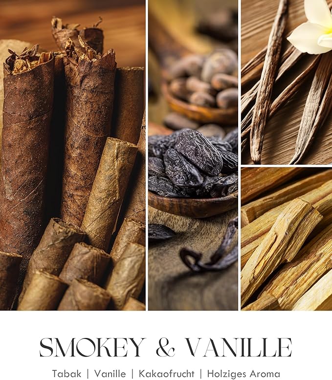 AOOVOO Scented Candle for Home Scented - Wood & Vanilla Scented Candles | Strong Fragranced Soy Mens Candles | Masculine Candle, Wood Wicked Candles | Smokey & Vanilla Candle in Black Jar, AO-LZY0152