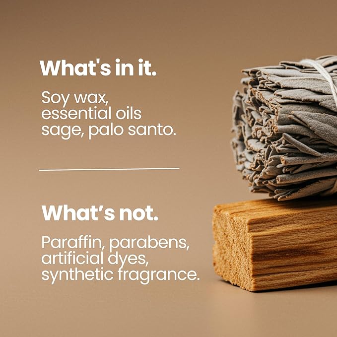 Natur IX Cleansing Scented Candles for Home | Sage & Palo Santo | Natural Non Toxic Soy Candles with Essential Oils | 50 H Long Burning | (Cleansing | Palo Santo & Sage)