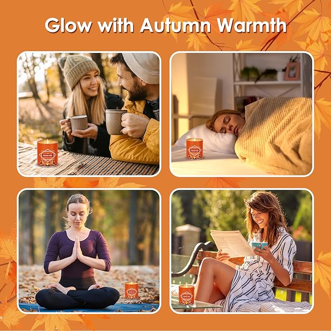 Fall Candle – Autumn Hearthglow Scented Soy Candle (9oz), 50-Hour Burn, Autumn Decor, Holiday Gift for Women & Men