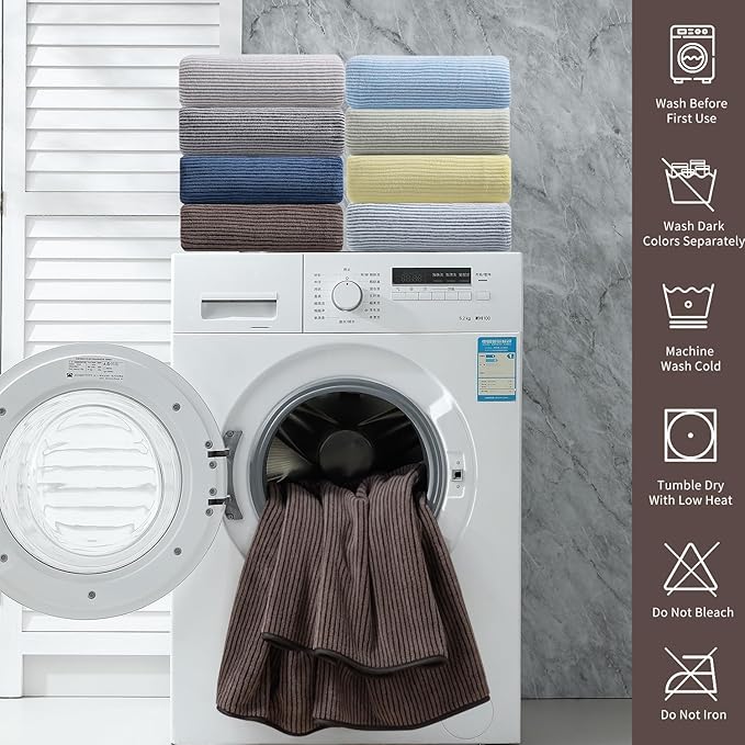 8-Piece Premium Towel Set for Bathroom|2 Oversized Large Bath Sheet,2 Hand Towels,4 Washcloths|Soft Cozy Highly Absorbent Fast Dry Microfiber Shower Towel Set for Hotel Bathroom Essentials,Dark Brown