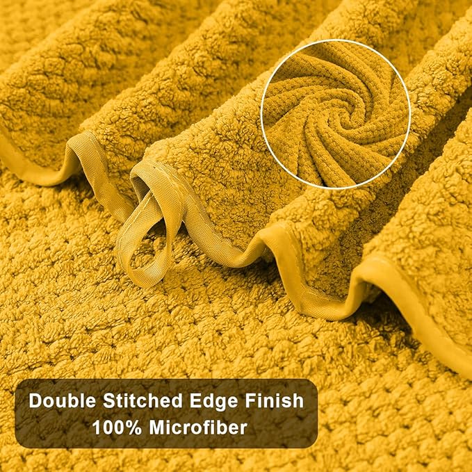 8-Piece Yellow Bath Towels Set,2 Oversized Large Bath Towels Sheet,2 Hand Towels and 4 Washcloths - 600 GSM Soft Luxury Towel Set,Highly Absorbent Quick Dry Towel for Bathroom,Hotel and Spa