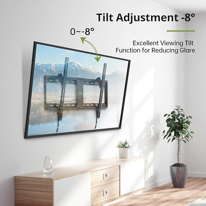 USX MOUNT Tilting TV Wall Mount for Most 37"-90" Flat Curved Screen Television, TV Bracket with Max VESA 600x400mm up to 132lbs, Low Profile Tilt Mount for 16", 24" Stud