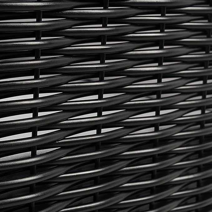 Merax 4-Piece Outdoor Acacia Wood Wicker Conversation Set with Loveseat,2 Chairs and Coffetable for Backyard Garden