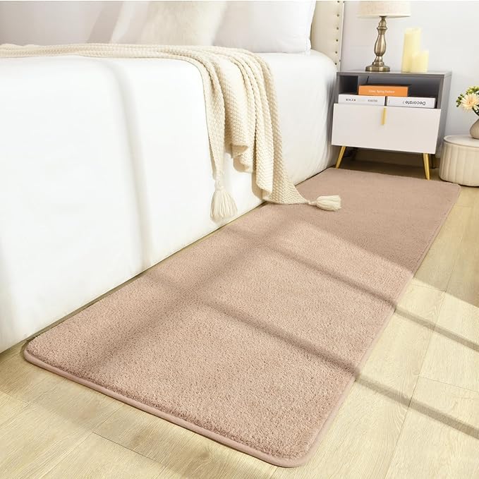 Soft Runner Rugs for Bedroom 2x6, Non Slip Runners for Hallway Kitchen Laundry Dorm Washable, Minimalist Low Pile Long Rugs for Boys Men Girls Kids, Beige