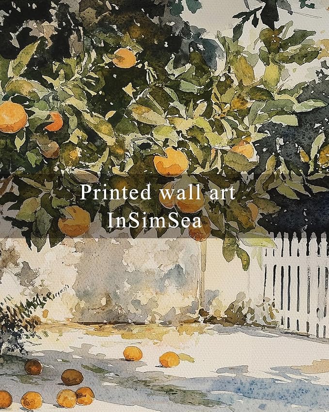 InSimSea Framed Canvas Wall Art Vintage Decor, Orange Trees Art Room Decor Aesthetic, Classic Rustic Farmhouse Wall Decoration for Bedroom Living Room Bathroom Gallery, 16x24inch