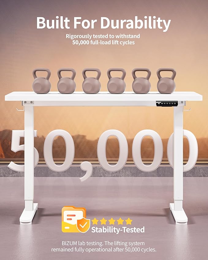 BIZUM Standing Desk Electric Adjustable Computer Desk-Stand up Desk Office Gaming Home Office Memory Desks 48x24 inches White