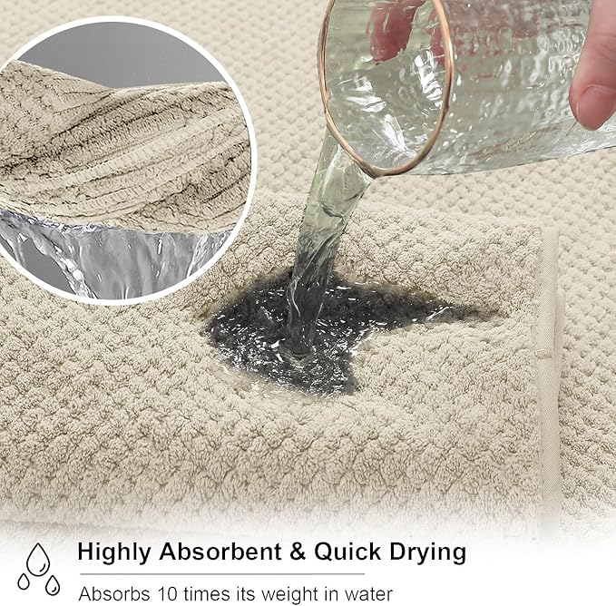 8 Piece Large Camel Family Bath Towel Set-2 Oversized Bath Towel Sheets,2 Hand Towels,4 Washcloths-600GSM Soft Highly Absorbent Quick Dry Beach Chair Towel Woven Towels for Bathroom Hotel and Spa