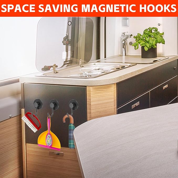 4 Pack Magnetic Grill Hooks, Magnet Hooks for Grills for Utensils, Strong Magnetic Hook for Barbecue Tool, Outdoor Hanging, Refrigerator, Grill, Kitchen