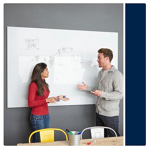 Quartet Glass Whiteboard, Magnetic Dry Erase Board, Wall Mounted Whiteboard for Office, School and Home, 96" W x 48" H, White (Q25F04IMW)