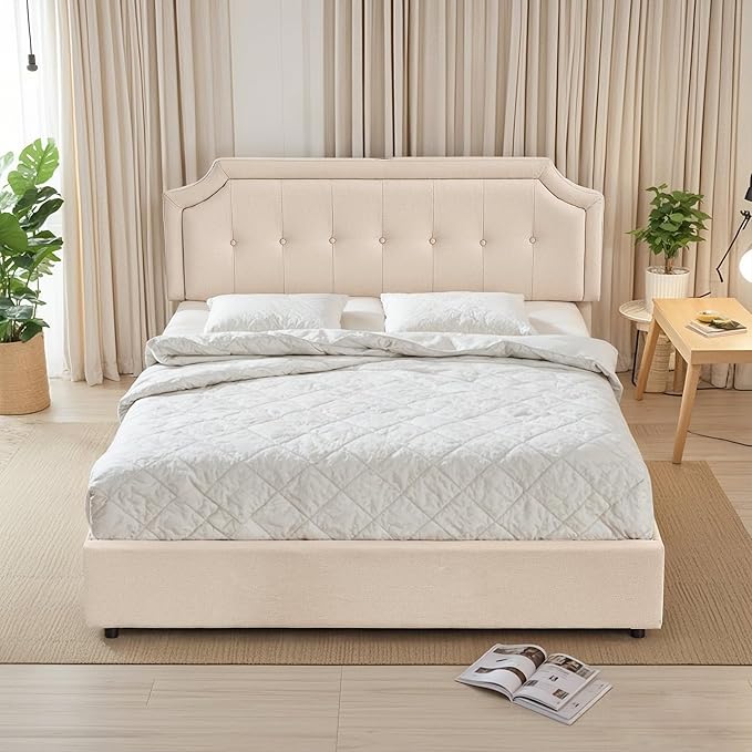 VECELO Full Size Platform Bed Frame with 4 Storage Drawers,Fabric Upholstered Headboard and Wooden Slats Support,Built-in USB and Type C Ports, No Box Spring Needed,Easy Assembly