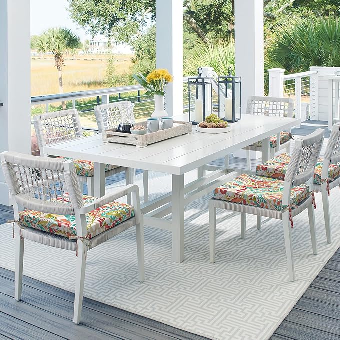 Set of 2 Outdoor Square Chair Cushions 18.5"x16"x2" for Patio, Water Resistant Patio Dining Seat Pads Replacement for Kitchen Garden and Outdoor Furniture Decoration - Pretty Paisley