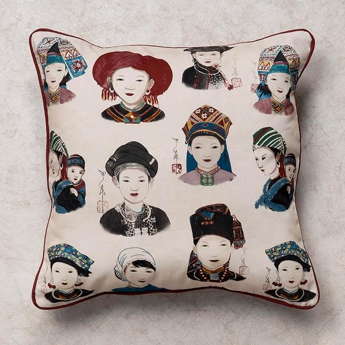 Maison d' Hermine Decorative Pillow Covers 18 x 18 Inch Square 100% Cotton Throw Pillow Covers with Invisible Zipper Cushion Case for Living Room Couch, Chair, Sofas, Bedroom, Home (Pupeo People)