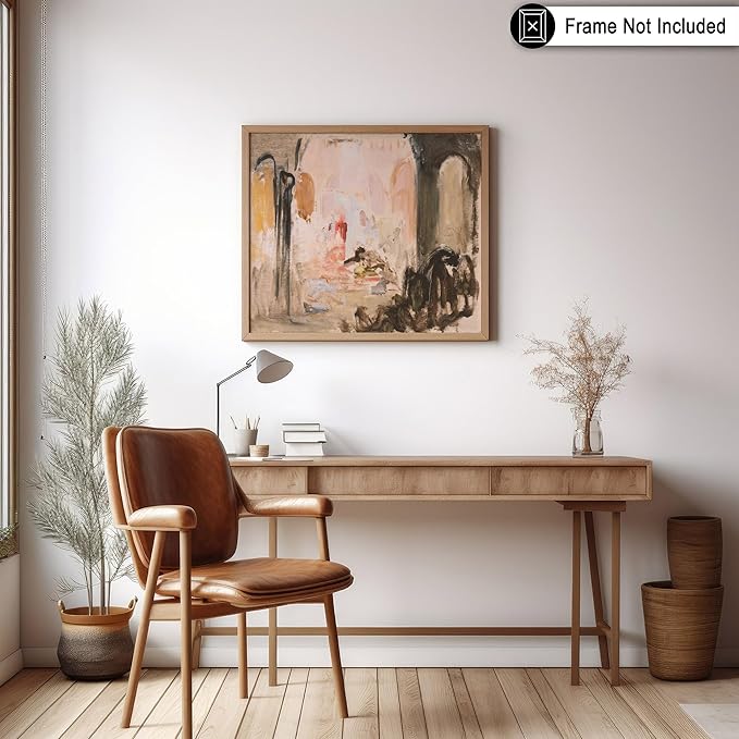 Poster Master Vintage Abstract Print - Retro City Landscape Poster - Modern Art - Moody Painting - Farmhouse Wall Design - Aesthetic Art - Great Living Room or Office Decor - 11x14 UNFRAMED Wall Art