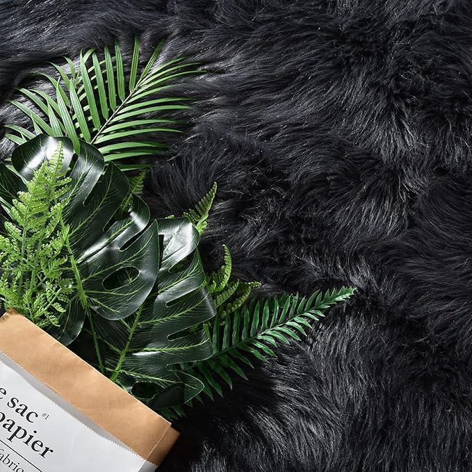 Latepis Dark Grey Fur 3x5 Area Shaggy Bedside Faux Sheepskin Rug for Bedroom Washable Furry Rugs Fuzzy Rug for Living Room Sofa Cushion Luxury Home Decor