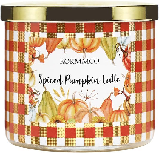 Spiced Pumpkin Latte Candle, Fall Scented Candle, Large 3 Wicks Candle, 14 oz