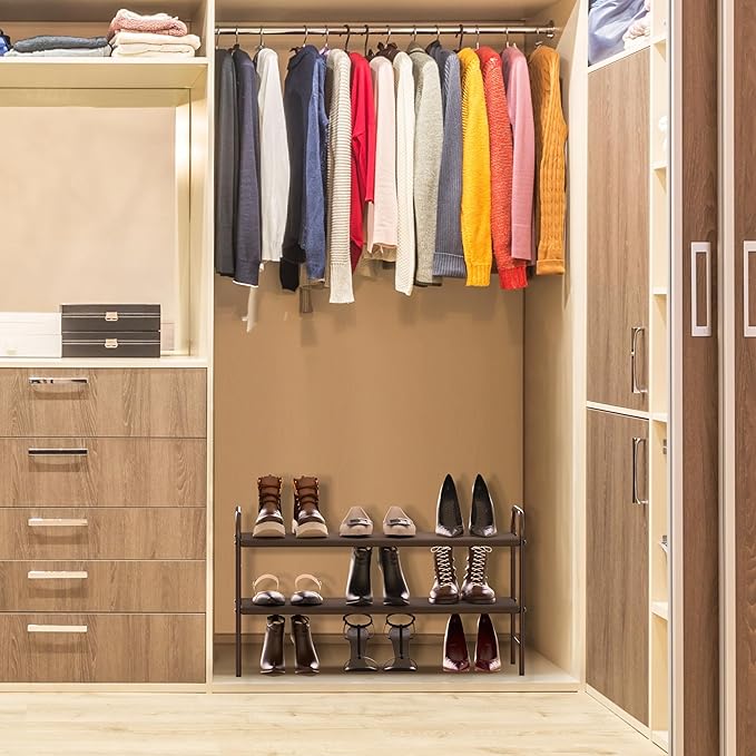 Simple Houseware 2-Tier Shoe Rack Storage Organizer, Bronze